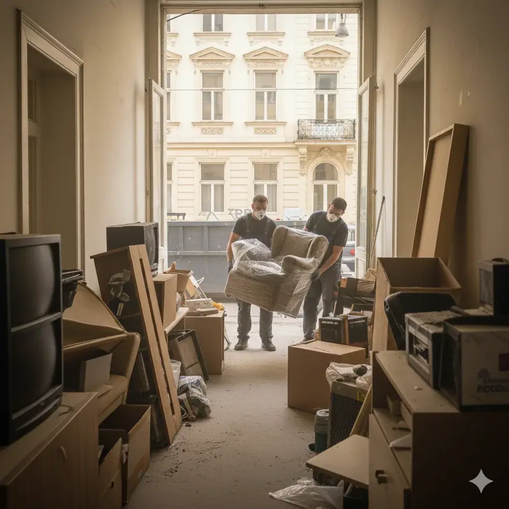 Mitarbeiter von Umzug Schindl bei einer Wohnungsräumung